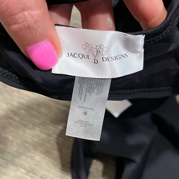 NWOT Jacques Designs Bathing Suit 2 Piece Bikini Padded Tie Bottom Black Medium - Picture 5 of 8